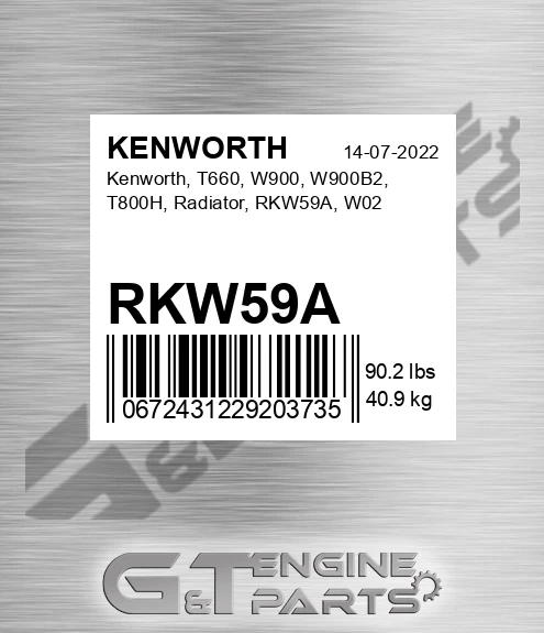 RKW59A , T660, W900, W900b2, T800h, Radiator, , W02 for KENWORTH