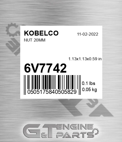6V7742 Nut 20mm