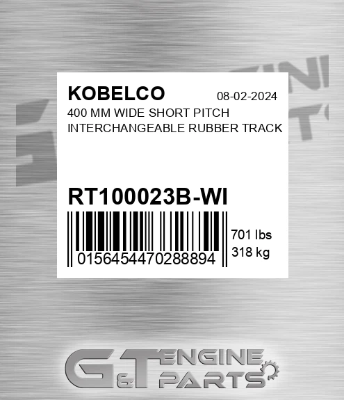 RT100023B-WI 400 Mm Wide Short Pitch Interchangeable Rubber Track