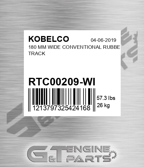 RTC00209-WI 180 Mm Wide Conventional Rubber Track