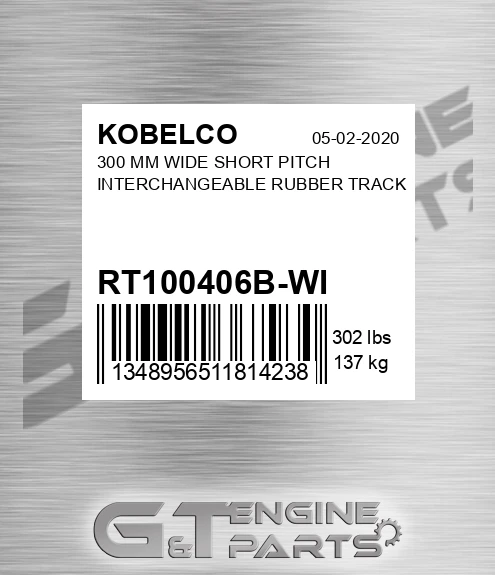 RT100406B-WI 300 Mm Wide Short Pitch Interchangeable Rubber Track