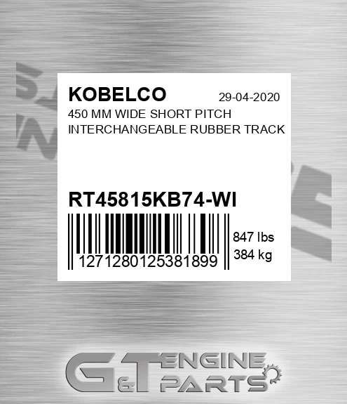 RT45815KB74-WI 450 Mm Wide Short Pitch Interchangeable Rubber Track