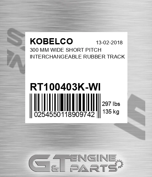 RT100403K-WI 300 Mm Wide Short Pitch Interchangeable Rubber Track