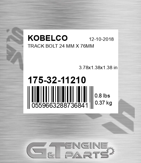 175-32-11210 Track Bolt 24 Mm X 76mm