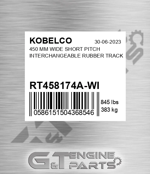 RT458174A-WI 450 Mm Wide Short Pitch Interchangeable Rubber Track