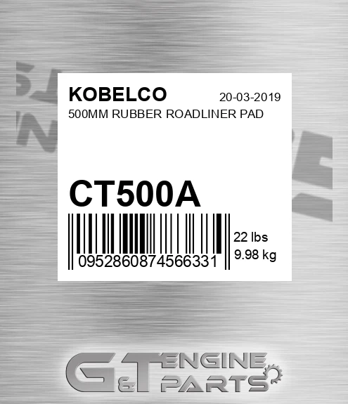 CT500A KOBELCO 500mm Rubber Roadliner Pad