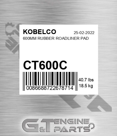CT600C 600mm Rubber Roadliner Pad
