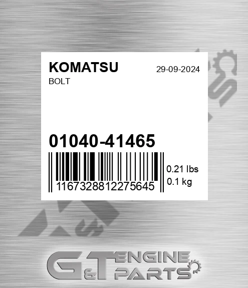 01040-41465 Bolt for KOMATSU