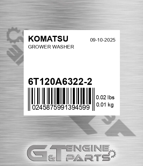 6T120A6322-2 Grower Washer for KOMATSU