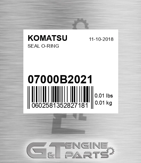 07000-B2021 Seal O-ring for KOMATSU