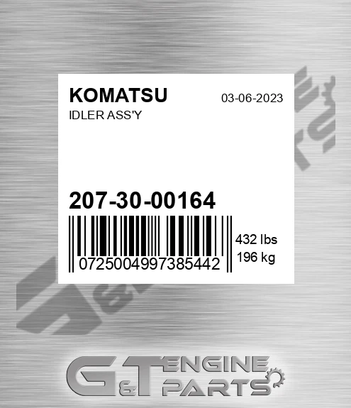 207-30-00164 Idler Ass'y for KOMATSU