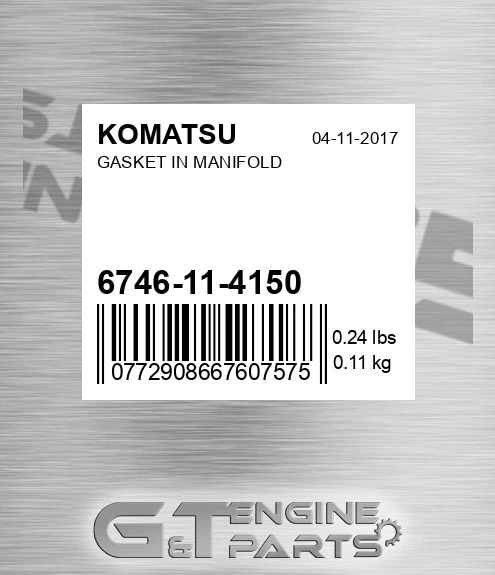 6746-11-4150 Gasket In Manifold for KOMATSU