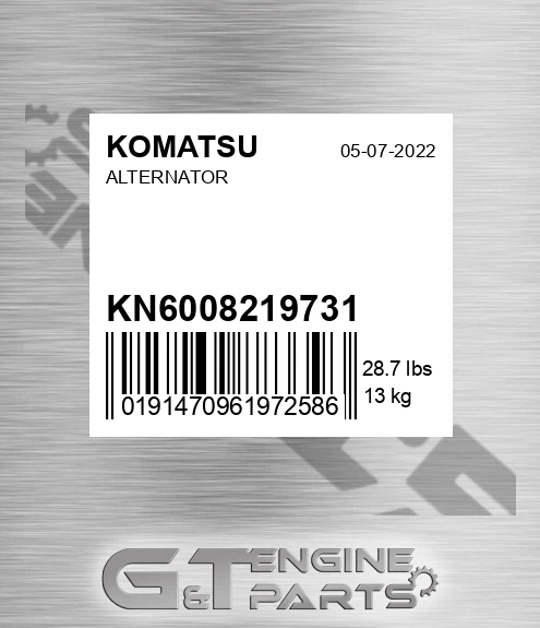 KN6008219731 Alternator for KOMATSU