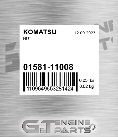 01581-11008 Nut for KOMATSU
