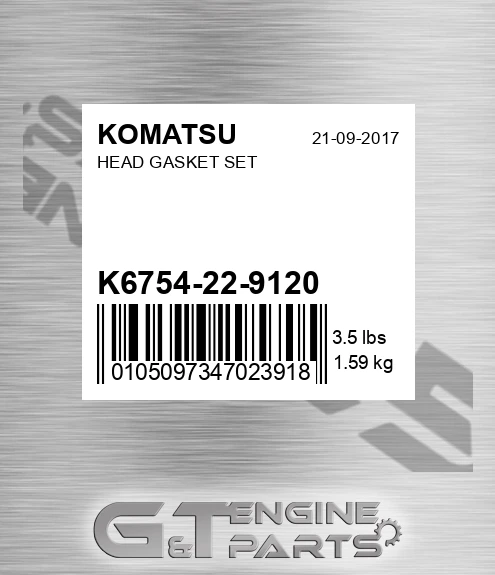 K6754-22-9120 Head Gasket Set for KOMATSU