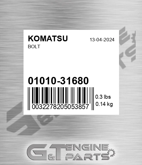 01010-31680 Bolt for KOMATSU