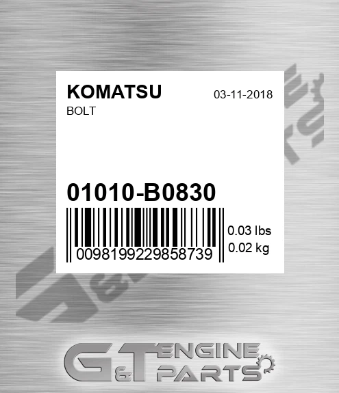 01010-B0830 Bolt for KOMATSU