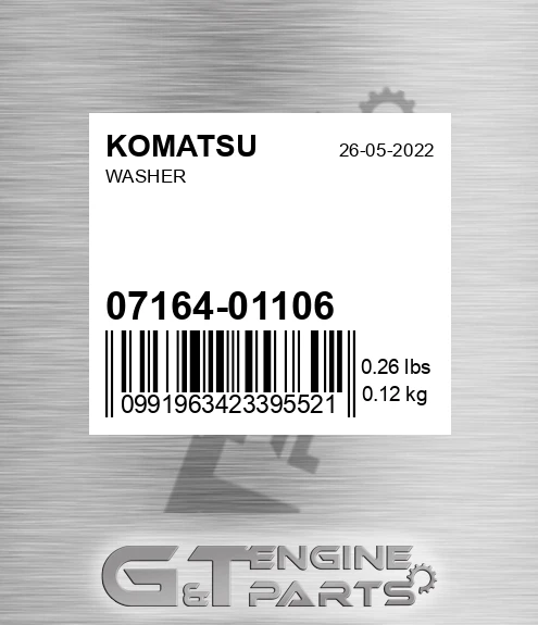 07164-01106 Washer for KOMATSU
