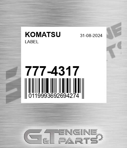 777-4317 Label for KOMATSU