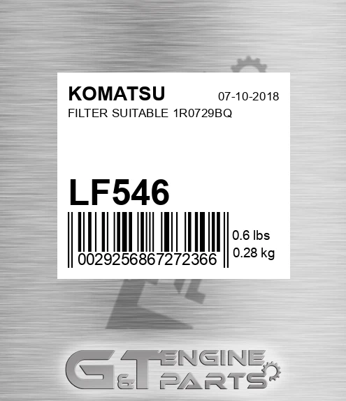 LF546 KOMATSU Filter Suitable 1r0729bq