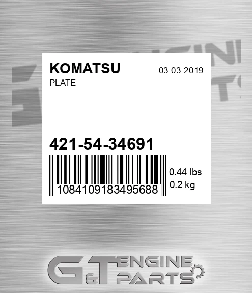 421-54-34691 Plate for KOMATSU