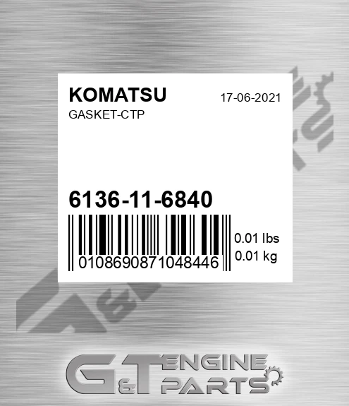 6136116840 Gasket-ctp for KOMATSU