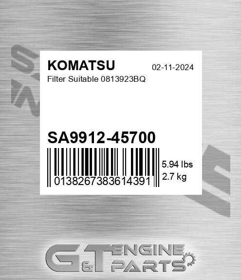 SA9912-45700 Filter Suitable 0813923bq