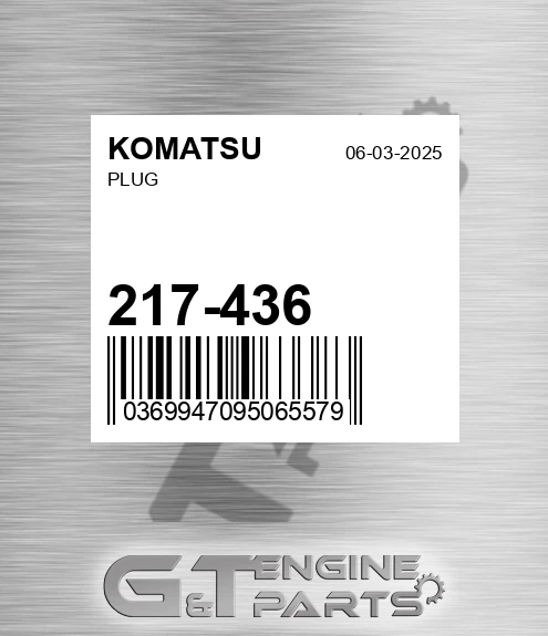 217-436 Plug for KOMATSU