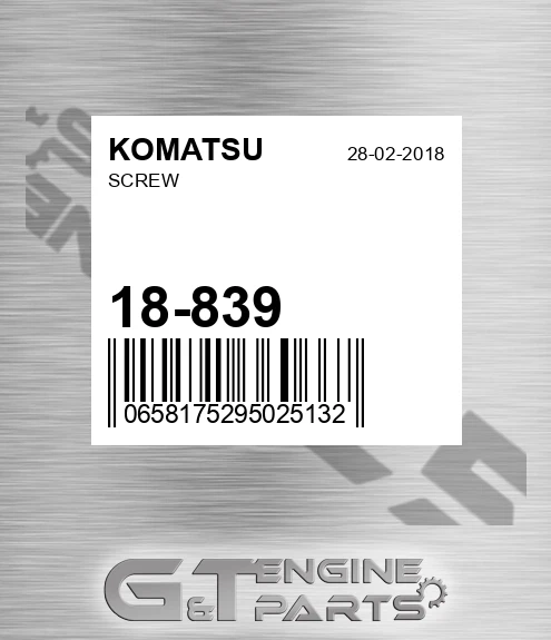18-839 Screw for KOMATSU