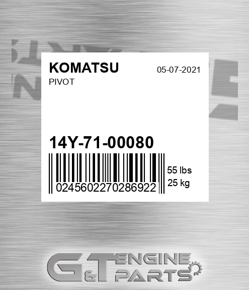 14Y-71-00080 Pivot Asy for KOMATSU