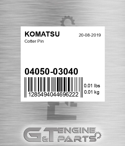 04050-03040 Cotter Pin for KOMATSU