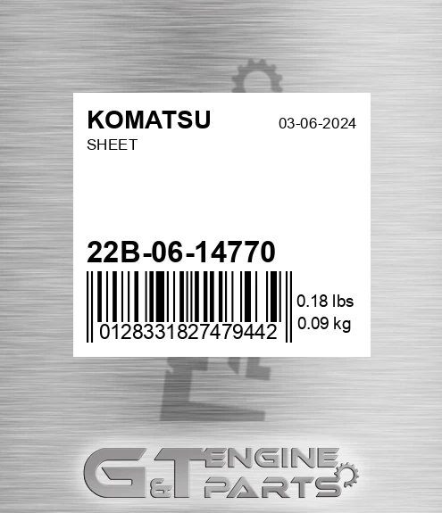 22B-06-14770 Sheet for KOMATSU