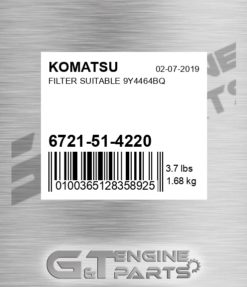 6721-51-4220 Filter Suitable 9y4464bq