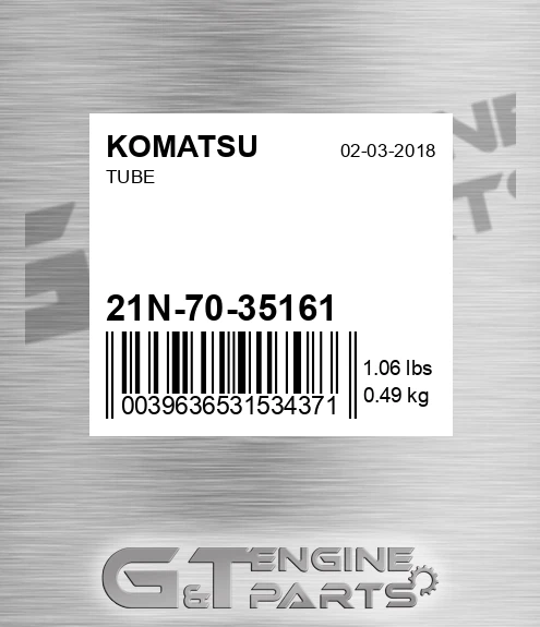 21N-70-35161 Tube for KOMATSU
