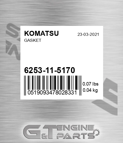 6253-11-5170 Gasket for KOMATSU