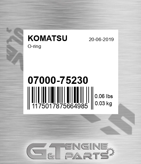07000-75230 O-ring for KOMATSU