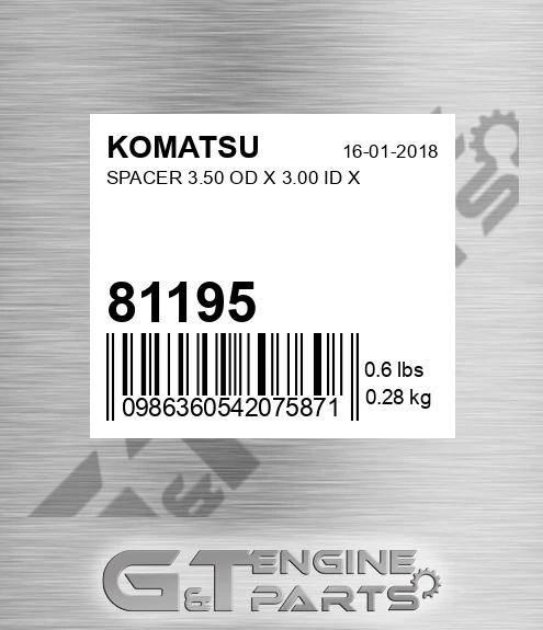 81195 Spacer 3.50 Od X 3.00 Id X