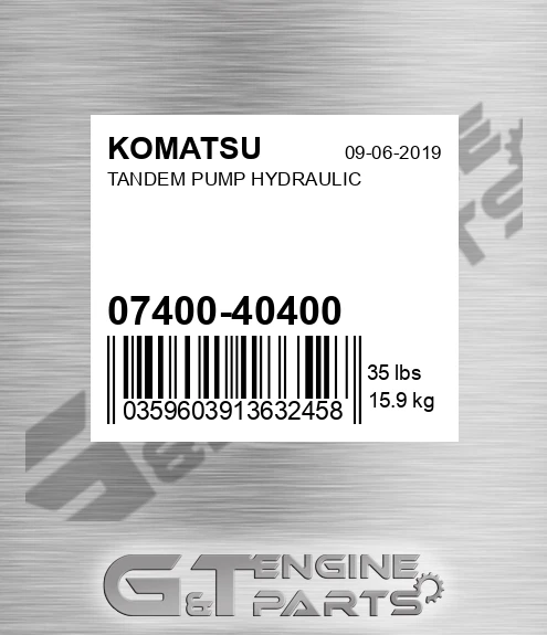 07400-40400 Tandem Pump Hydraulic for KOMATSU