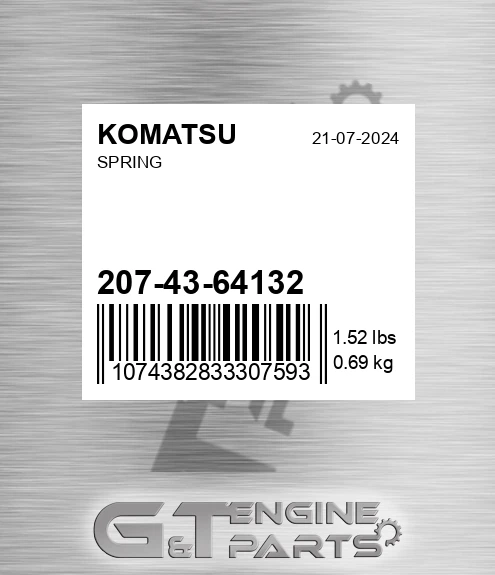 207-43-64132 Spring for KOMATSU