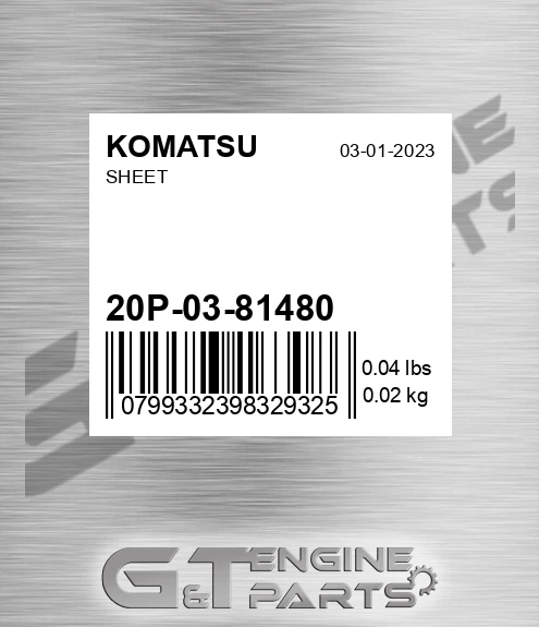 20P-03-81480 Sheet for KOMATSU