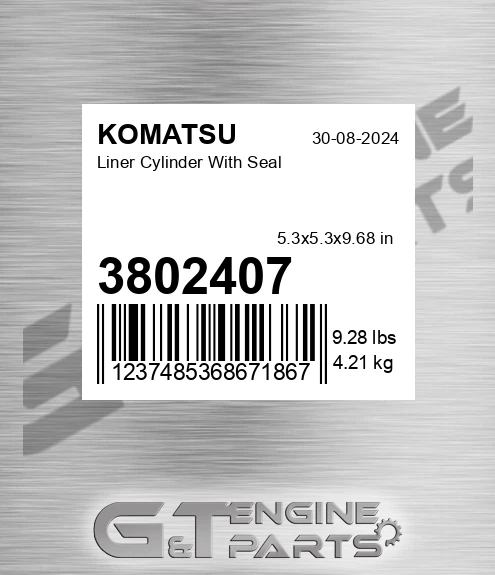 3802407 KOMATSU Liner Cylinder With Seal