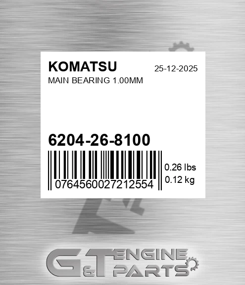 6204268100 Main Bearing 1.00mm
