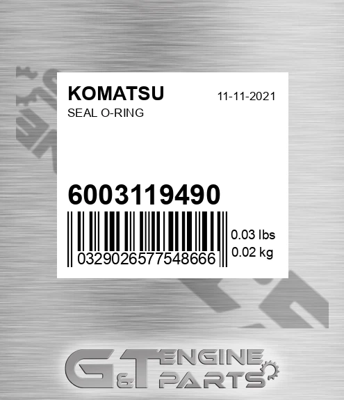 600-311-9490 O-ring for KOMATSU
