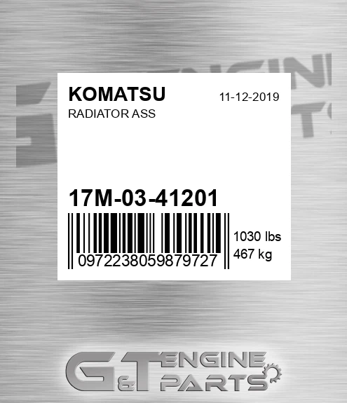 17M-03-41201 Radiator Ass for KOMATSU