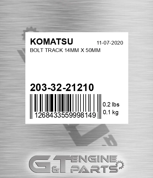 203-32-21210 Bolt Track 14mm X 50mm