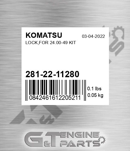281-22-11280 Lock,for 24.00-49 Kit