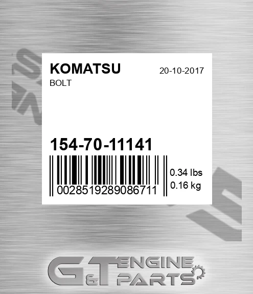 154-70-11141 Bolt for KOMATSU