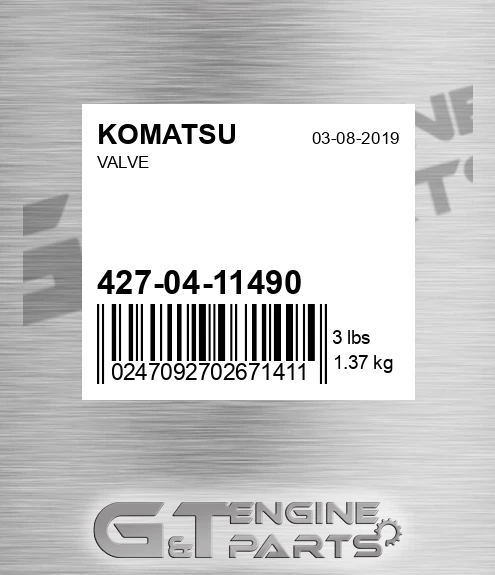 427-04-11490 Valve