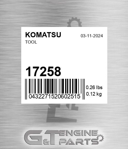 17-25-8 Tool for KOMATSU