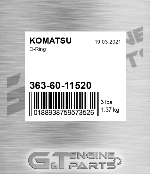 363-60-11520 O-ring for KOMATSU